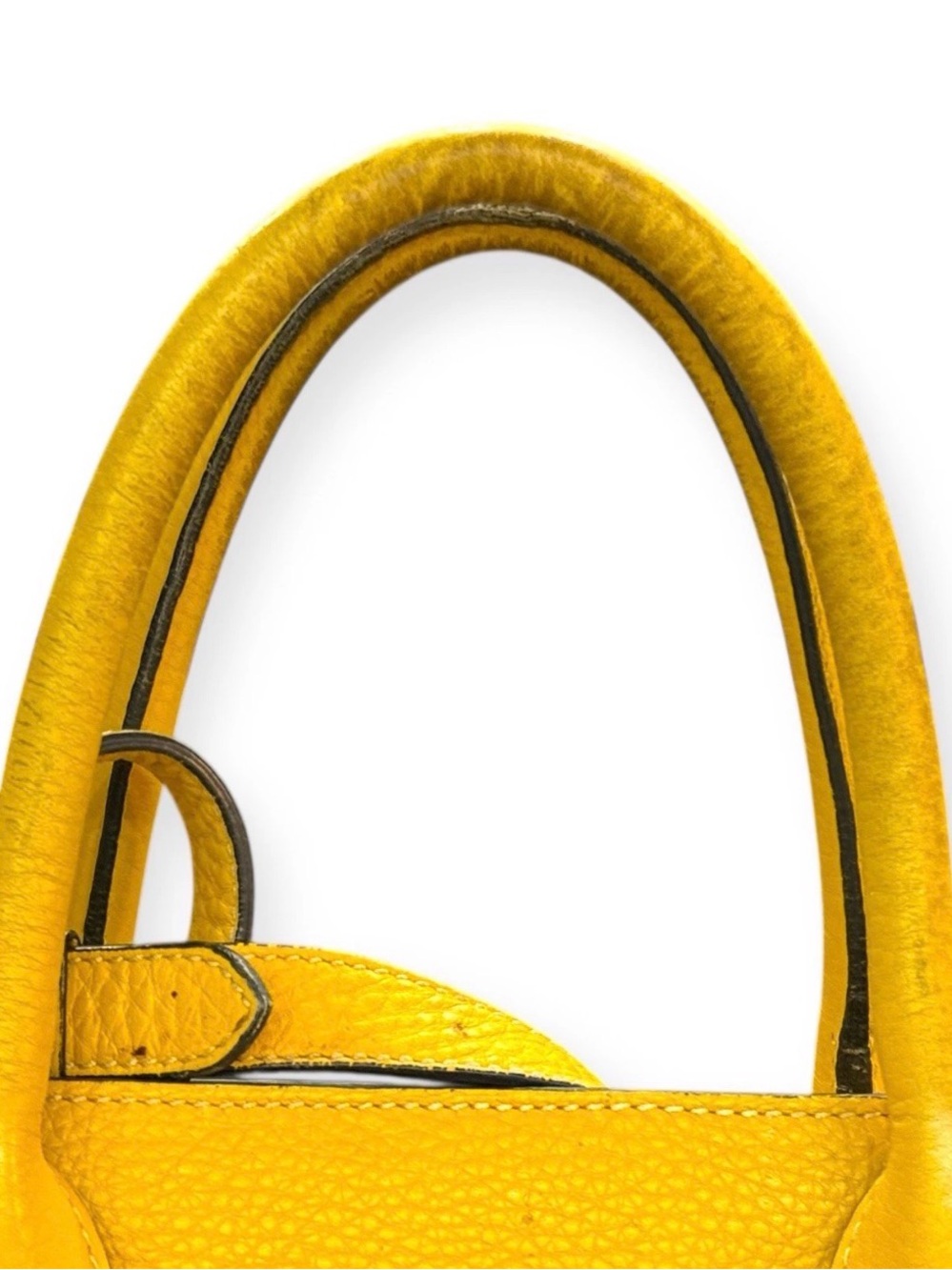 Prada Yellow Pebbled Leather Satchel with Top Handles - Picture 5 of 10
